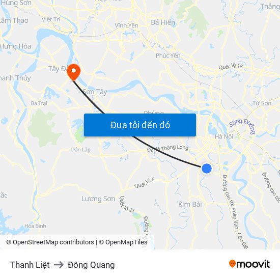 Thanh Liệt to Đông Quang map