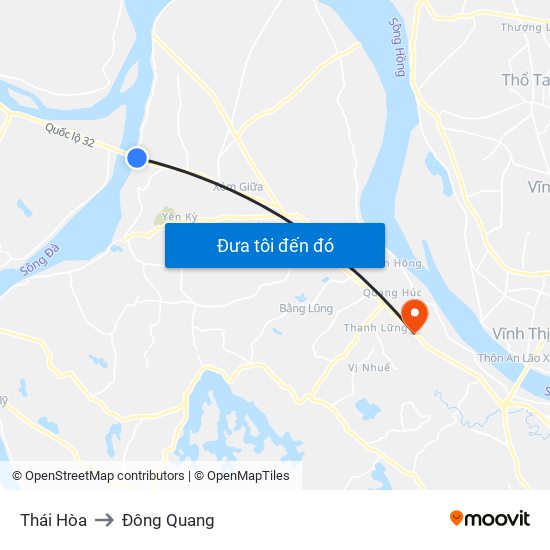 Thái Hòa to Đông Quang map