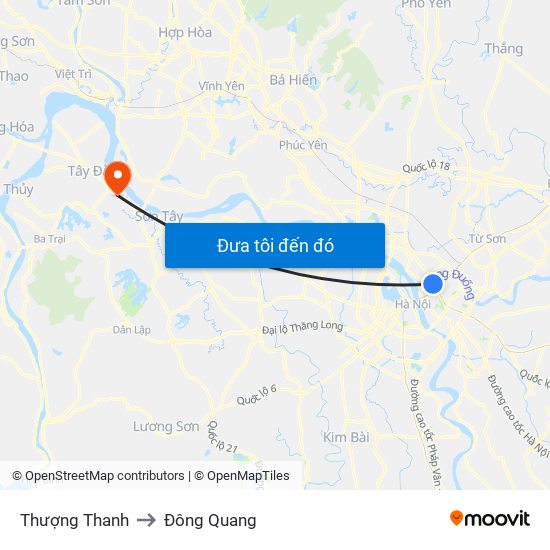 Thượng Thanh to Đông Quang map