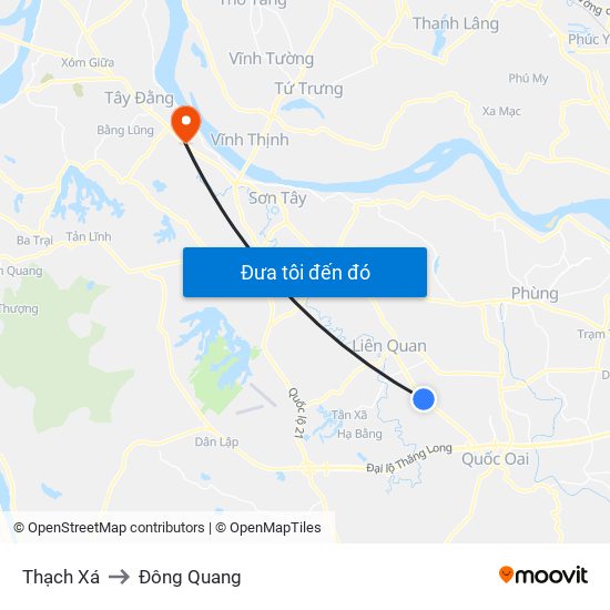 Thạch Xá to Đông Quang map