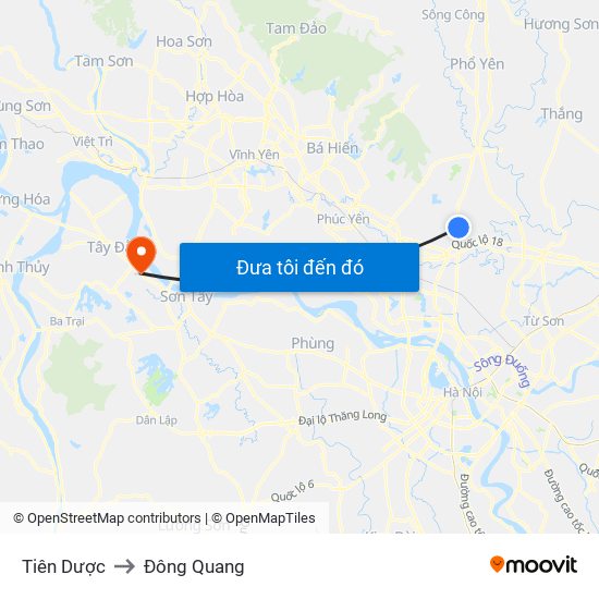 Tiên Dược to Đông Quang map