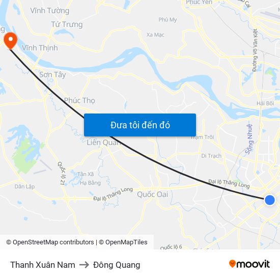 Thanh Xuân Nam to Đông Quang map