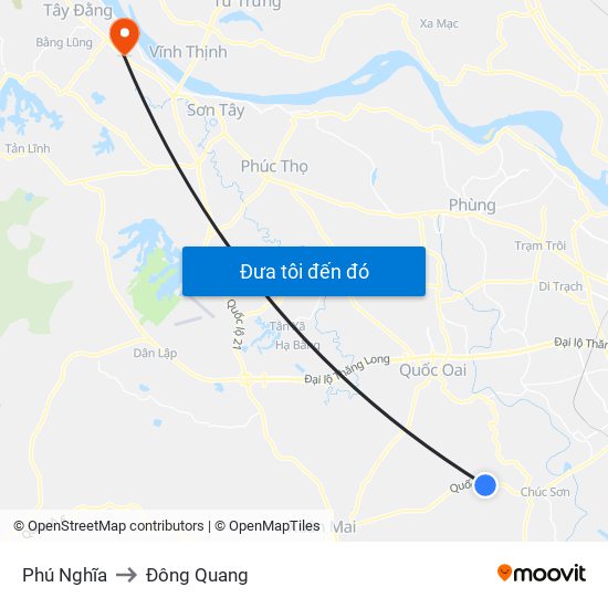 Phú Nghĩa to Đông Quang map