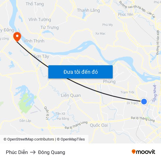 Phúc Diễn to Đông Quang map