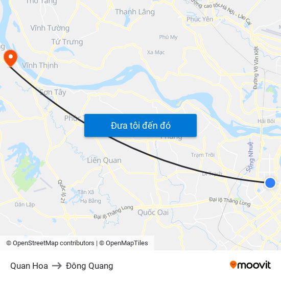 Quan Hoa to Đông Quang map