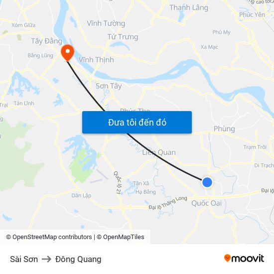 Sài Sơn to Đông Quang map