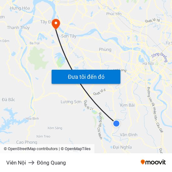 Viên Nội to Đông Quang map