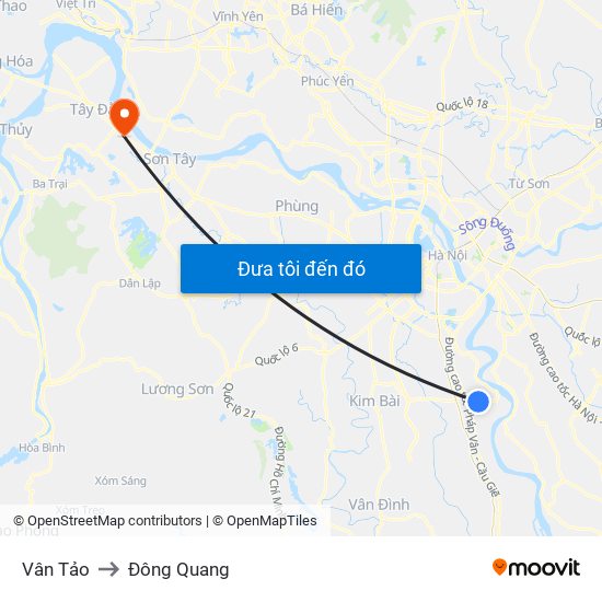 Vân Tảo to Đông Quang map