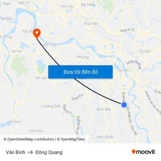 Văn Bình to Đông Quang map