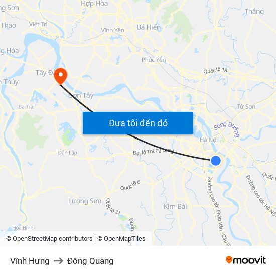 Vĩnh Hưng to Đông Quang map