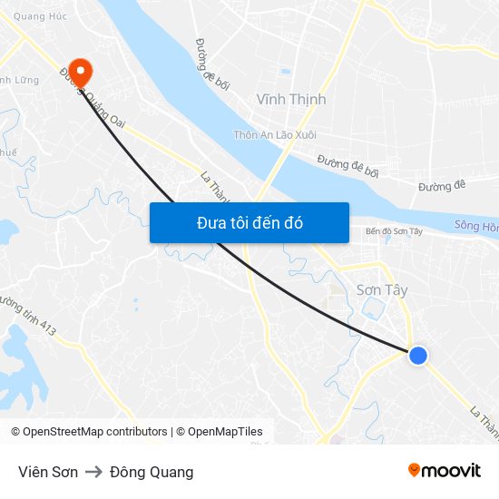 Viên Sơn to Đông Quang map