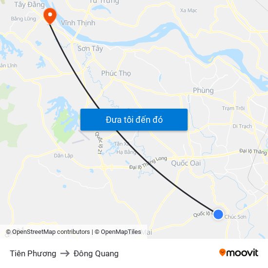 Tiên Phương to Đông Quang map