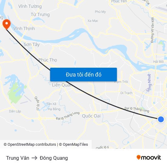 Trung Văn to Đông Quang map