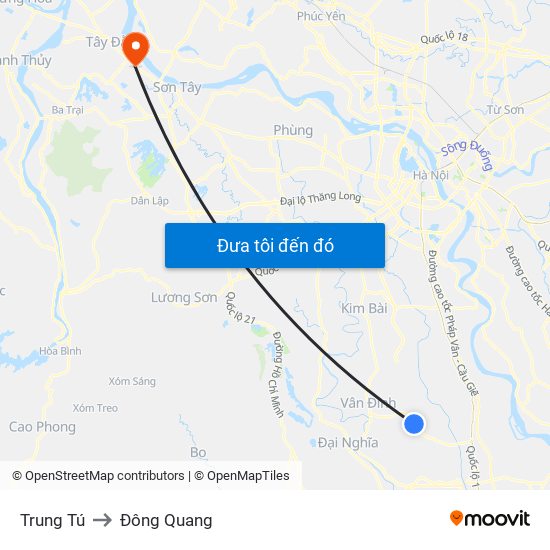 Trung Tú to Đông Quang map