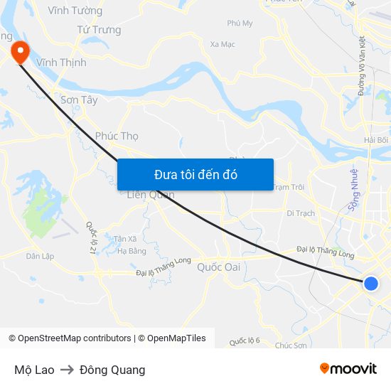 Mộ Lao to Đông Quang map