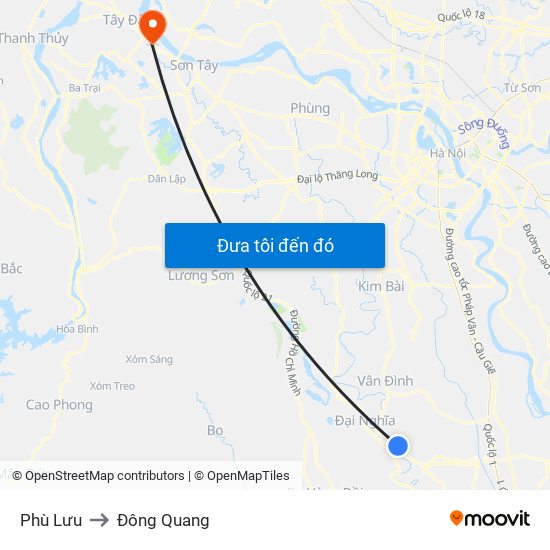 Phù Lưu to Đông Quang map