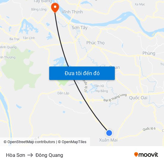 Hòa Sơn to Đông Quang map