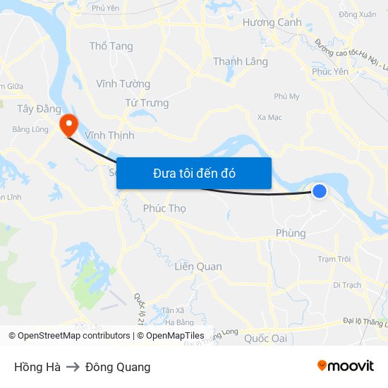 Hồng Hà to Đông Quang map