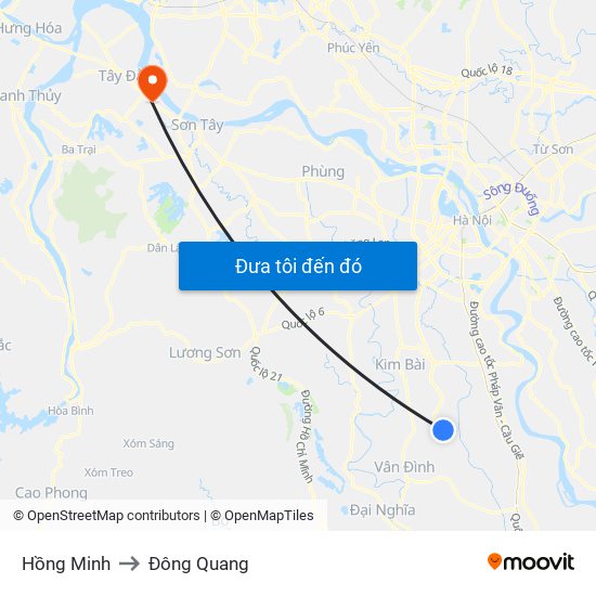 Hồng Minh to Đông Quang map
