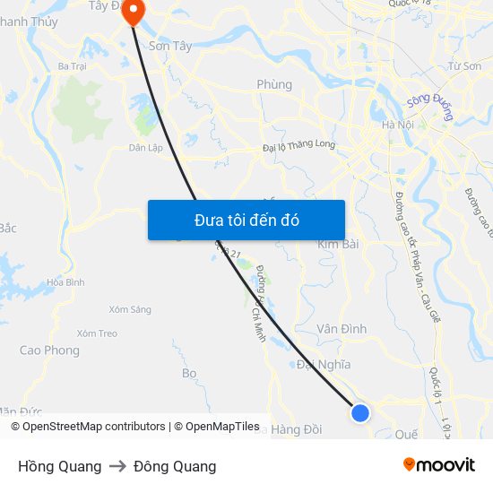 Hồng Quang to Đông Quang map