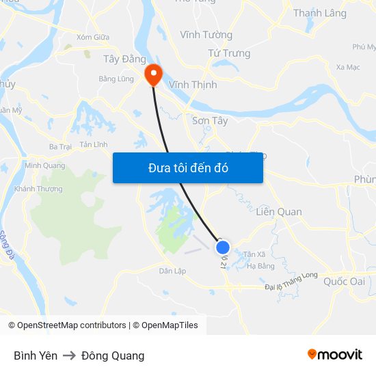 Bình Yên to Đông Quang map