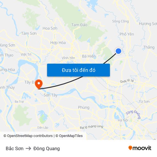 Bắc Sơn to Đông Quang map