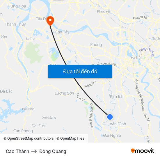 Cao Thành to Đông Quang map