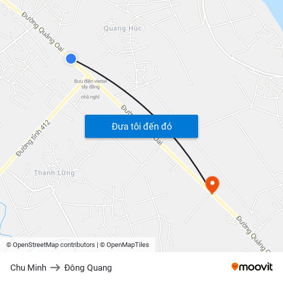 Chu Minh to Đông Quang map
