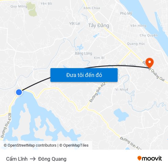 Cẩm Lĩnh to Đông Quang map