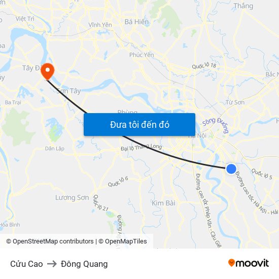 Cửu Cao to Đông Quang map