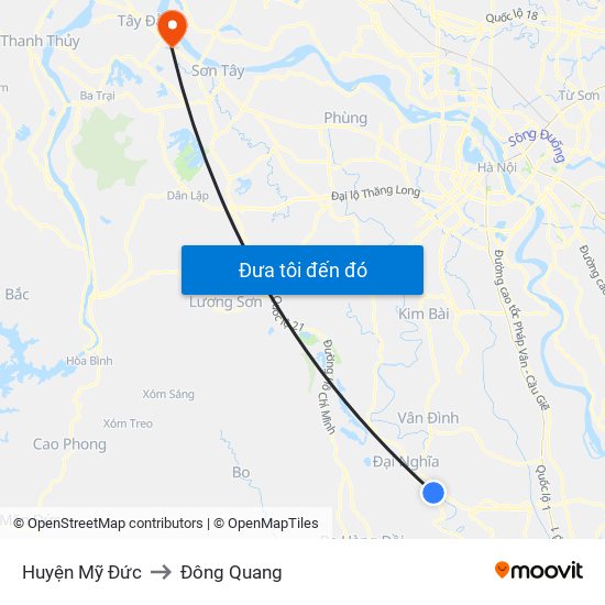 Huyện Mỹ Đức to Đông Quang map