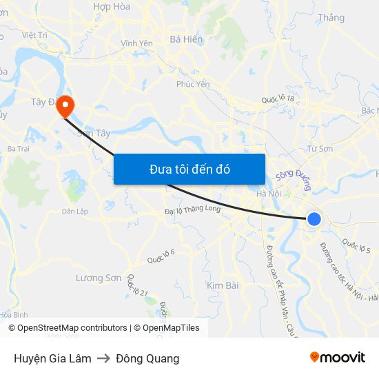 Huyện Gia Lâm to Đông Quang map