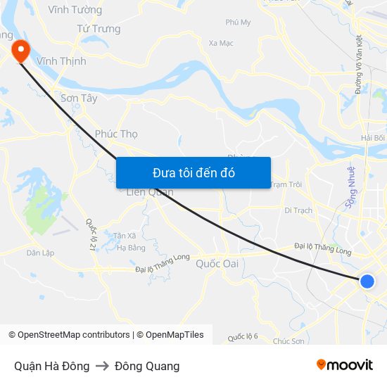 Quận Hà Đông to Đông Quang map