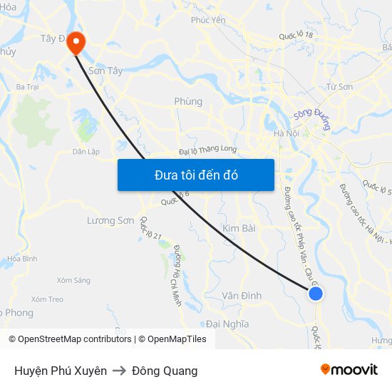 Huyện Phú Xuyên to Đông Quang map