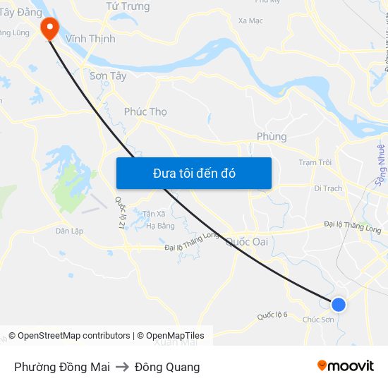 Phường Đồng Mai to Đông Quang map