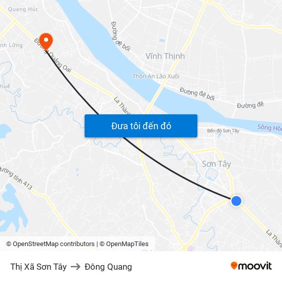 Thị Xã Sơn Tây to Đông Quang map