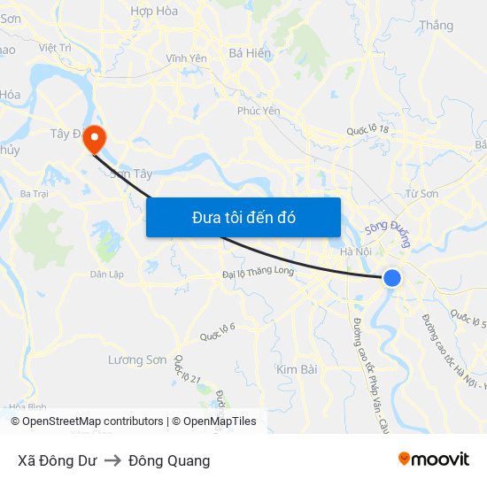 Xã Đông Dư to Đông Quang map