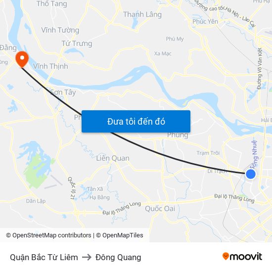 Quận Bắc Từ Liêm to Đông Quang map