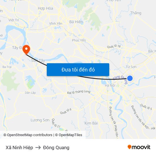 Xã Ninh Hiệp to Đông Quang map