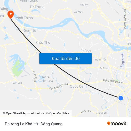Phường La Khê to Đông Quang map