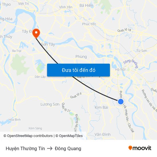 Huyện Thường Tín to Đông Quang map