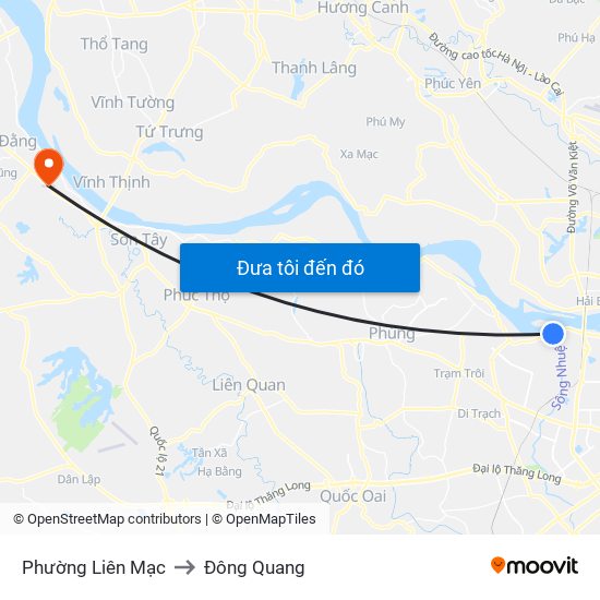 Phường Liên Mạc to Đông Quang map