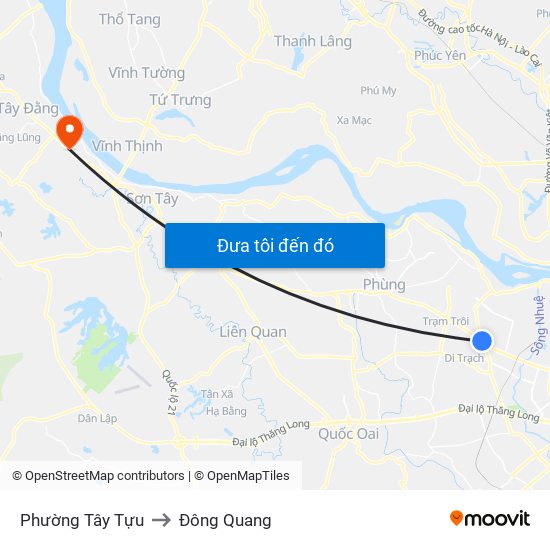 Phường Tây Tựu to Đông Quang map