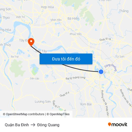 Quận Ba Đình to Đông Quang map