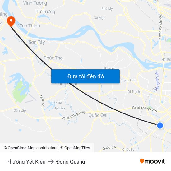 Phường Yết Kiêu to Đông Quang map