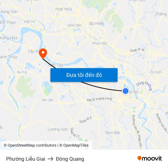 Phường Liễu Giai to Đông Quang map