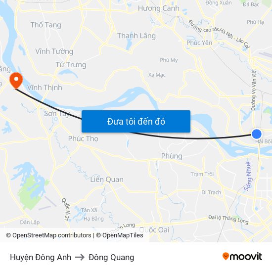 Huyện Đông Anh to Đông Quang map