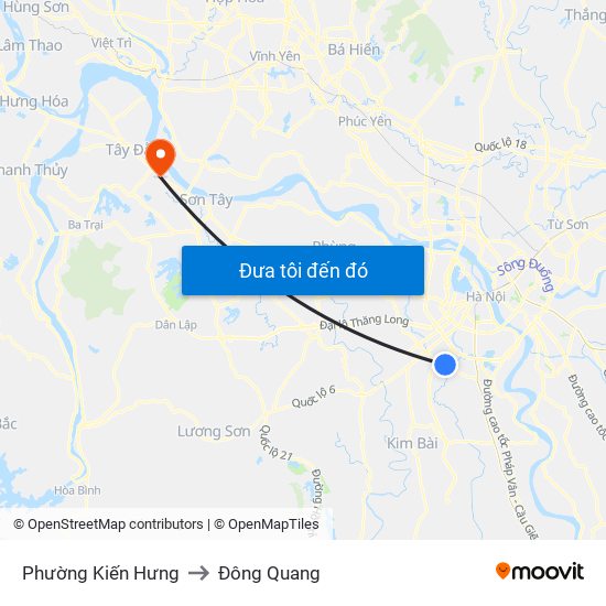 Phường Kiến Hưng to Đông Quang map