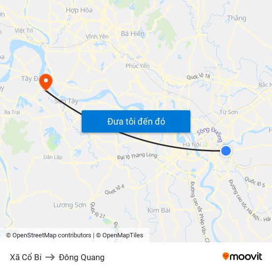 Xã Cổ Bi to Đông Quang map