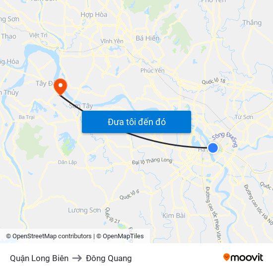 Quận Long Biên to Đông Quang map